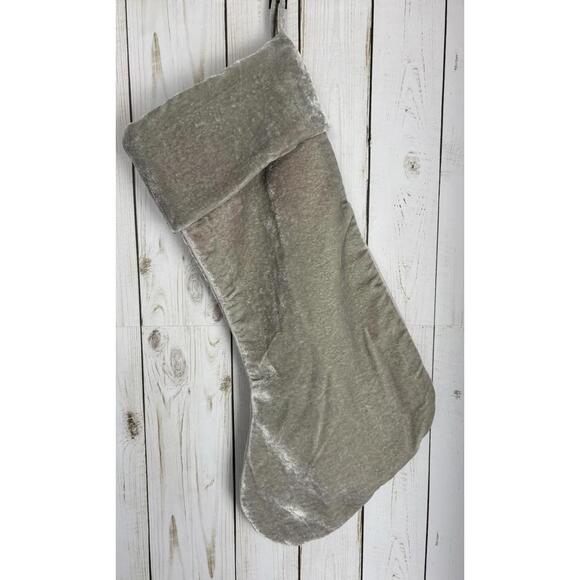 Christian Lacroix Beaded Crystal Velvet Stocking Silver 1839 - Picture 3 of 5